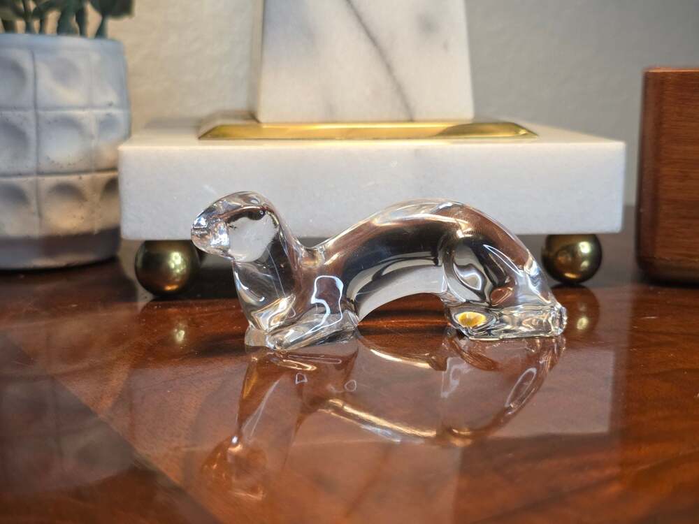 Hadeland Krystall Hand Made Lead Crystal Otter Figurine